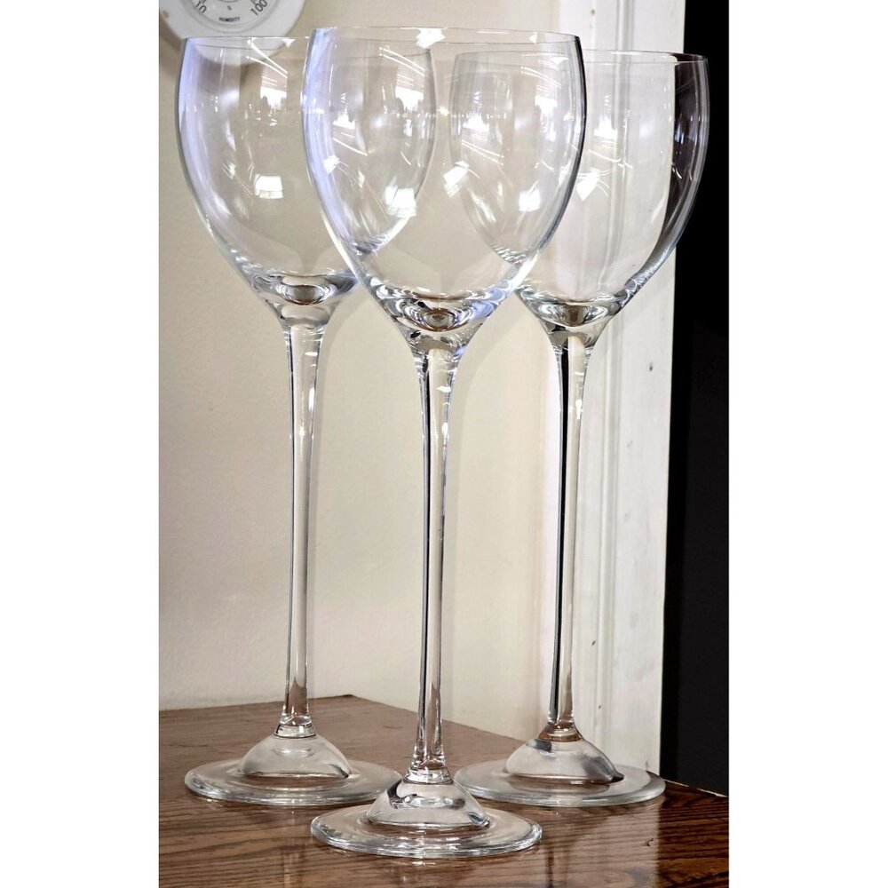 Elegant Long Stemmed Clear Crystal 12" Wine Glasses Set 3